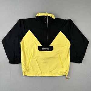 Vtg Burton Surfwear Jacket Men's XL Black Yellow Anorak Pullover Surf 90s Nylon